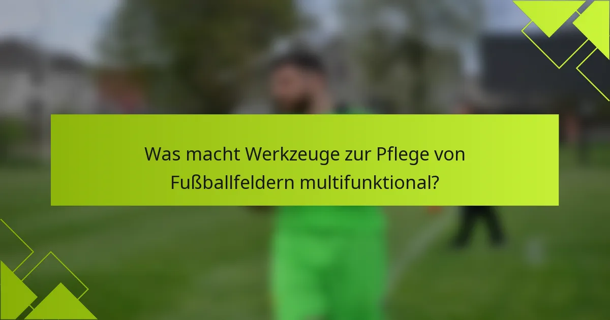 Was macht Werkzeuge zur Pflege von Fußballfeldern multifunktional?