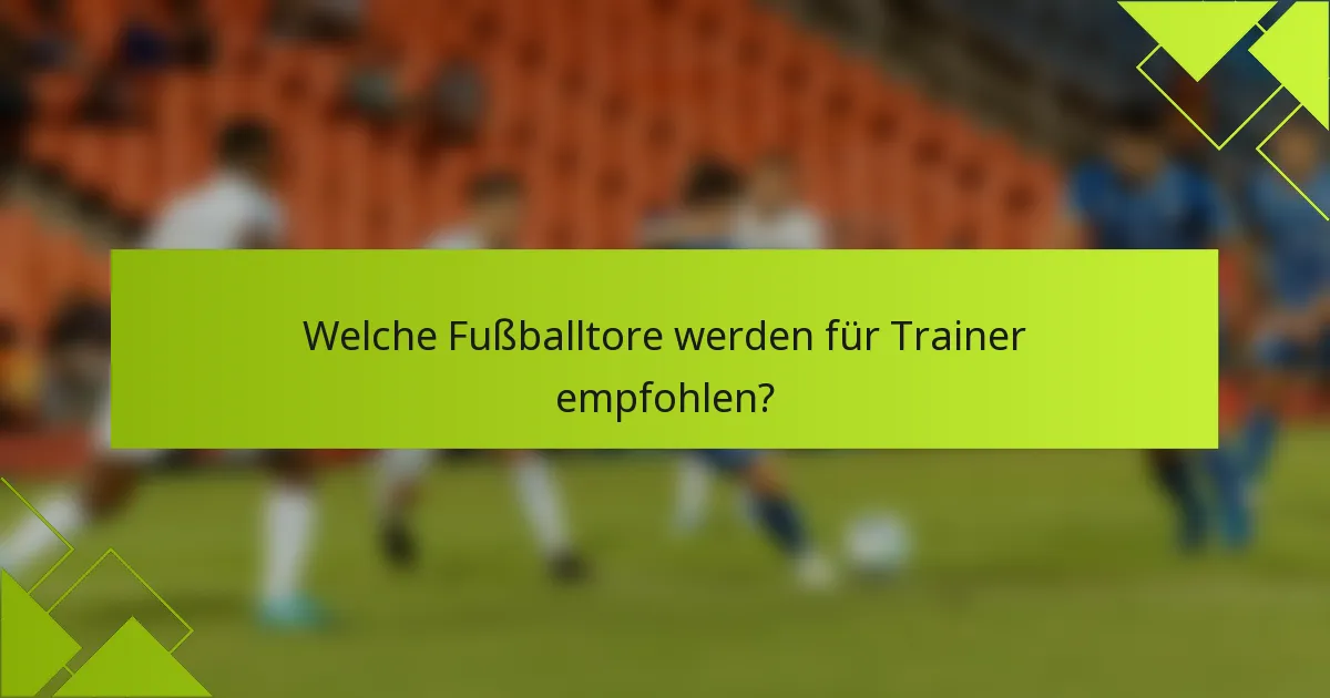 Welche Fußballtore werden für Trainer empfohlen?
