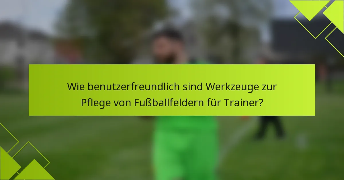 Wie benutzerfreundlich sind Werkzeuge zur Pflege von Fußballfeldern für Trainer?
