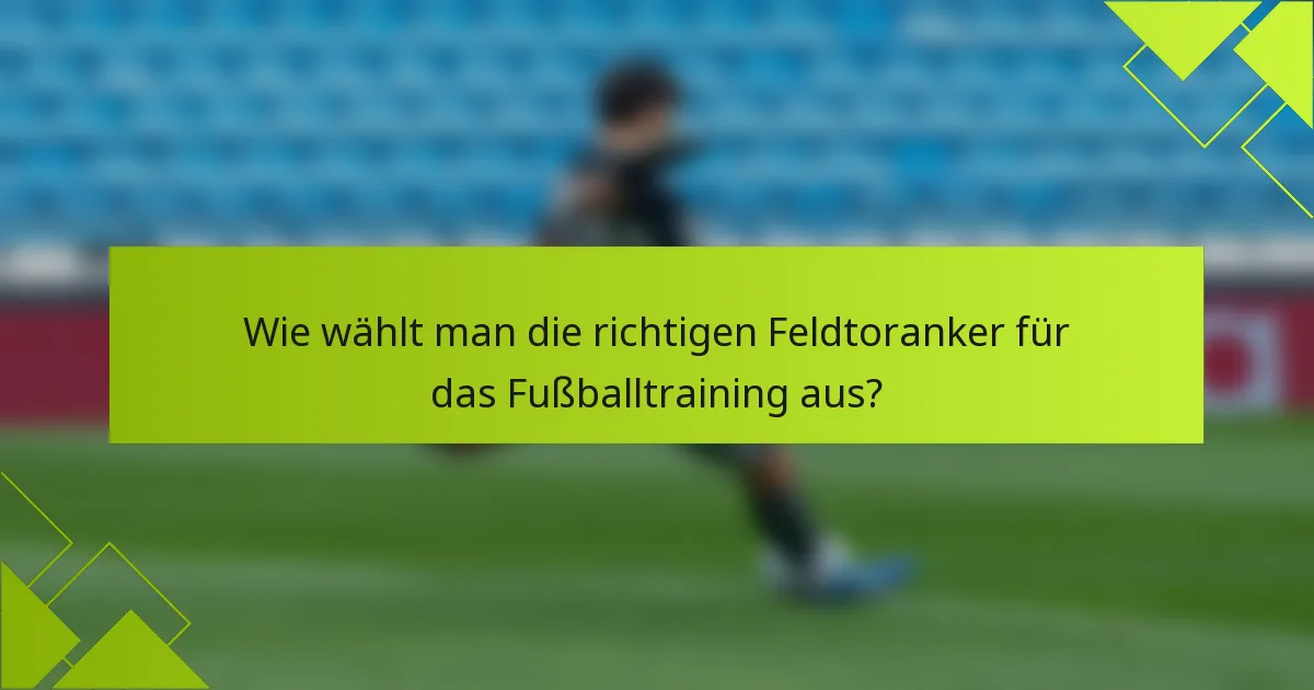 Wie wählt man die richtigen Feldtoranker für das Fußballtraining aus?