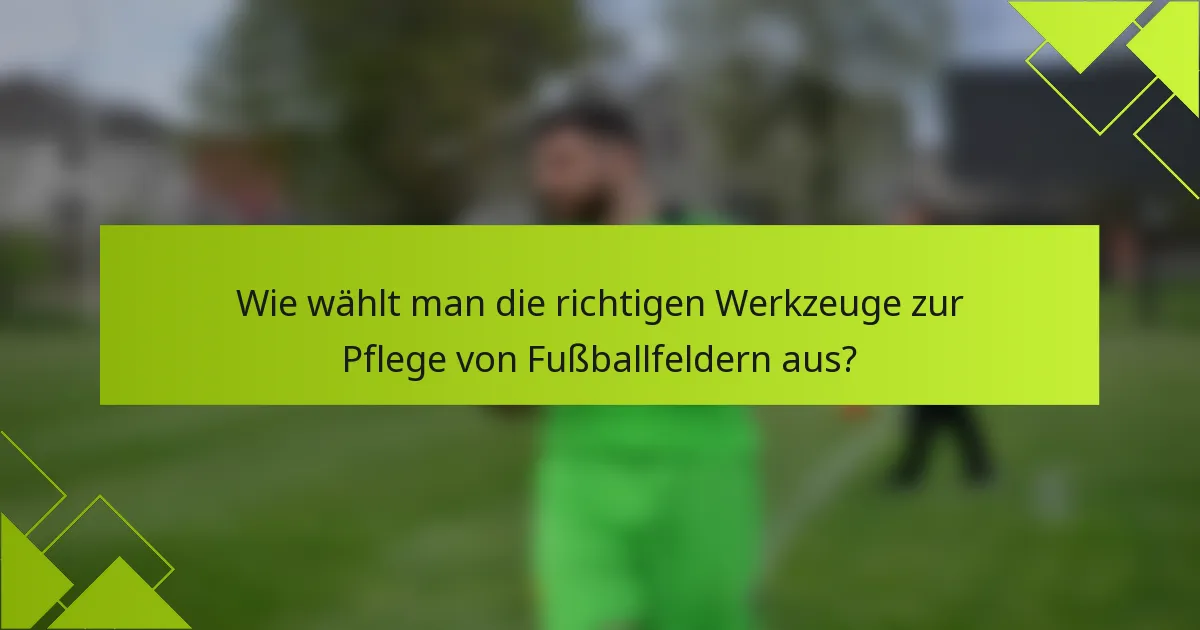 Wie wählt man die richtigen Werkzeuge zur Pflege von Fußballfeldern aus?